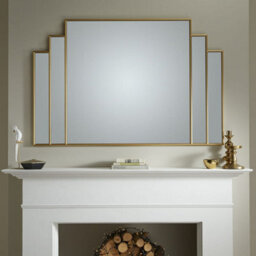 The Online Mirror Shop Overmantle Mirror Charleston Handcrafted Art Deco Design Rectangular Shape With Gold Frame For Hanging In Bedroom- H 80Cmxw 120Cm - thumbnail 2