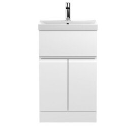 Hudson Reed Urban 500mm Satin White Floor Standing Handleless Vanity Unit With Basin And Silent Close, 860 X 510 X 395mm - thumbnail 4