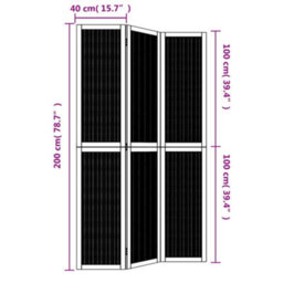 Vidaxl Room Divider 3 Panels Brown Solid Wood Paulownia - thumbnail 8