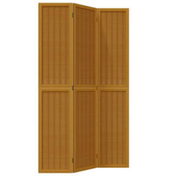Vidaxl Room Divider 3 Panels Brown Solid Wood Paulownia - thumbnail 2