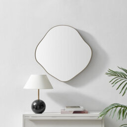 Furniturebox Uk Vita Gold Metal Small 60X60Cm Pebble Shape Wall Mirror - thumbnail 2
