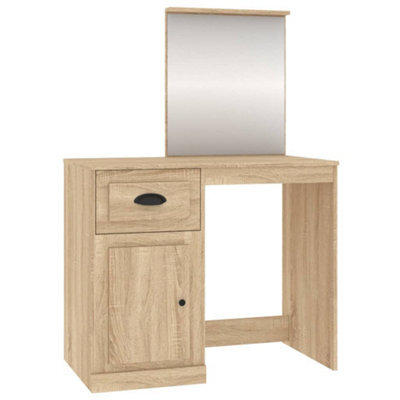 Berkfield Durable Dressing Table With Mirror Sonoma Oak 90X50X132.5 Cm Engineered Wood