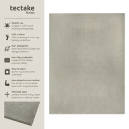 Tectake Rug Zonelle Short Pile And Ultra-Soft Carpet In Rectangular Or Round Design 200 X 290 Cm - Sand - thumbnail 2