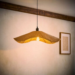 Valuelights Loretta Large Natural Wicker Wave Pendant Light Shade And Bulb - thumbnail 1