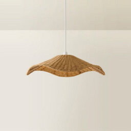 Valuelights Loretta Large Natural Wicker Wave Pendant Light Shade And Bulb - thumbnail 3
