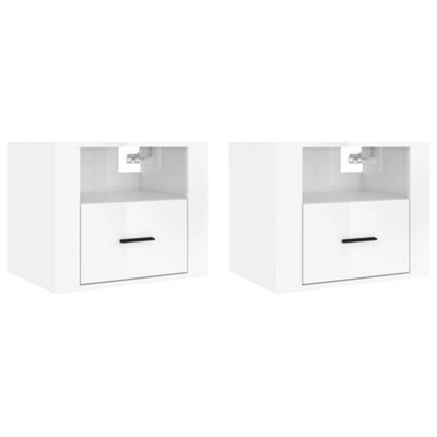 Berkfield Elegant Wall-Mounted Bedside Cabinets 2 Pcs High Gloss White 50X36X40Cm - image 1
