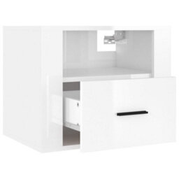 Berkfield Elegant Wall-Mounted Bedside Cabinets 2 Pcs High Gloss White 50X36X40Cm - thumbnail 7