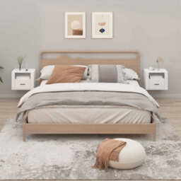 Berkfield Elegant Wall-Mounted Bedside Cabinets 2 Pcs High Gloss White 50X36X40Cm - thumbnail 2