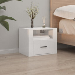 Berkfield Elegant Wall-Mounted Bedside Cabinets 2 Pcs High Gloss White 50X36X40Cm - thumbnail 3