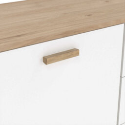 Wyld Haus Hobro White And Natural Oak Wood Sideboard 2 Doors 3 Drawers - thumbnail 8