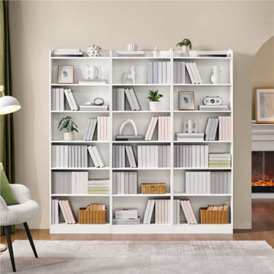 Yaheetech White 7 Layer Modern Open Shelf Bookcase With Top Open Compartment - image 1