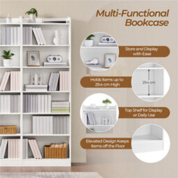 Yaheetech White 7 Layer Modern Open Shelf Bookcase With Top Open Compartment - thumbnail 7