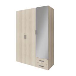 GoodHome Atomia Freestanding Matt Oak Effect Chipboard Mirrored Wardrobe (H)2250mm (W)1500mm (D)580mm - thumbnail 2
