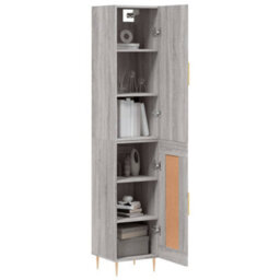 Berkfield Highboard Grey Sonoma 34.5X34X180 Cm Engineered Wood - thumbnail 3