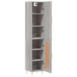 Berkfield Highboard Grey Sonoma 34.5X34X180 Cm Engineered Wood - thumbnail 4