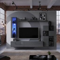 Switch Met Ii Living Room Wall Unit Set With Tv Cabinet Display Cabinet Shelves Hanging Cabinets Led Lighting Graphite - thumbnail 1