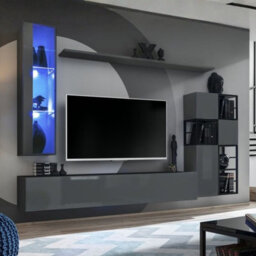 Switch Met Ii Living Room Wall Unit Set With Tv Cabinet Display Cabinet Shelves Hanging Cabinets Led Lighting Graphite - thumbnail 2