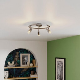 GoodHome Aspis Spiral Satin Nickel Effect 3 Light Spotlight - thumbnail 1