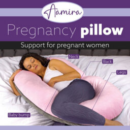 Aamira C Shaped Pregnancy Pillow Pink & Dark Grey, 140X65X20Cm Shredded Memory Foam Full Body Maternity Cushion For Sleeping - thumbnail 2