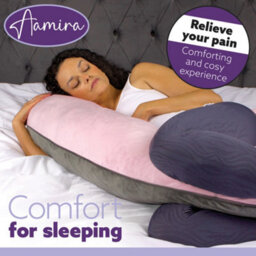 Aamira C Shaped Pregnancy Pillow Pink & Dark Grey, 140X65X20Cm Shredded Memory Foam Full Body Maternity Cushion For Sleeping - thumbnail 5