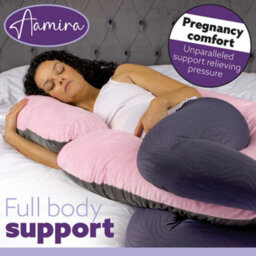 Aamira C Shaped Pregnancy Pillow Pink & Dark Grey, 140X65X20Cm Shredded Memory Foam Full Body Maternity Cushion For Sleeping - thumbnail 7