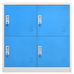 Berkfield Modern Locker Cabinets 5 Pcs Light Grey And Blue 90X45X92.5 Cm Steel - thumbnail 3
