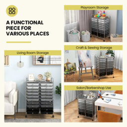 Costway 20 Drawers Storage Trolley Mobile Rolling Utility Cart Home Office Organizer - thumbnail 5