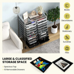 Costway 20 Drawers Storage Trolley Mobile Rolling Utility Cart Home Office Organizer - thumbnail 6