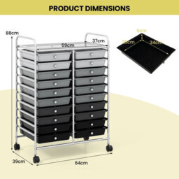 Costway 20 Drawers Storage Trolley Mobile Rolling Utility Cart Home Office Organizer - thumbnail 2