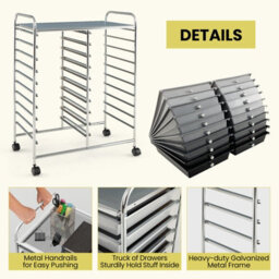Costway 20 Drawers Storage Trolley Mobile Rolling Utility Cart Home Office Organizer - thumbnail 7