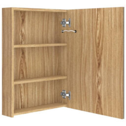 Berkfield Stylish Led Bathroom Mirror Cabinet Oak 50X13X70 Cm - thumbnail 5