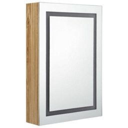 Berkfield Stylish Led Bathroom Mirror Cabinet Oak 50X13X70 Cm - thumbnail 3