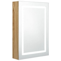 Berkfield Stylish Led Bathroom Mirror Cabinet Oak 50X13X70 Cm - thumbnail 1