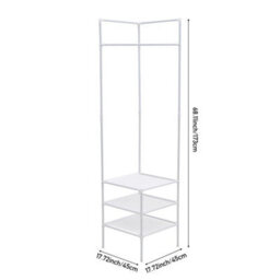 White 3 Tier Clothes Rack Shoe Storage Coat Stand Entryway Corner Garment Hanger - thumbnail 2