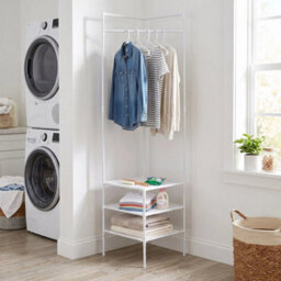 White 3 Tier Clothes Rack Shoe Storage Coat Stand Entryway Corner Garment Hanger - thumbnail 3