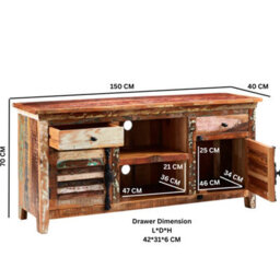 Wyld Haus Seattle Reclaimed Wood Media Sideboard With 2 Drawers, 2 Doors And 1 Shelf - thumbnail 4