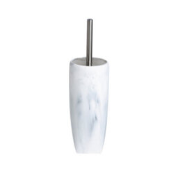 Showerdrape Octavia White Marble & Chrome Toilet Brush & Holder - thumbnail 2