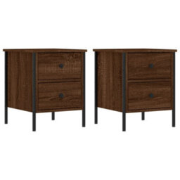 Berkfield Bedside Cabinets 2 Pcs Brown Oak 40X42X50 Cm Engineered Wood - thumbnail 2