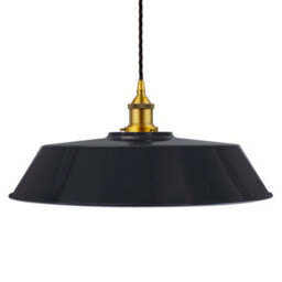 Navy Blue Large Chancery Painted Dome Pendant Light With Antique Gold Lamp Holder And Black Twisted Cable - Se Home - thumbnail 1