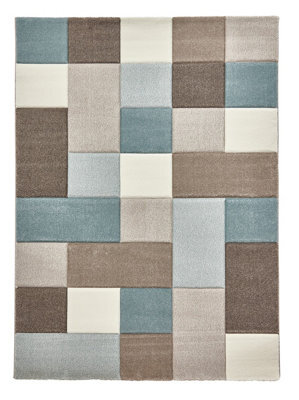 Grey/blue Rug, Stain-Resistant Rug, Geometric Rug, Modern Luxurious Rug For Bedroom, & Dining Room-160Cm X 220Cm - image 1