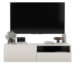 Heze Furniture Enjoy Minimalist Wall-Mounted Tv Unit With Open Shelf 120Cm - Cashmere - thumbnail 4