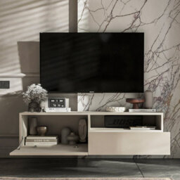 Heze Furniture Enjoy Minimalist Wall-Mounted Tv Unit With Open Shelf 120Cm - Cashmere - thumbnail 3