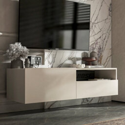 Heze Furniture Enjoy Minimalist Wall-Mounted Tv Unit With Open Shelf 120Cm - Cashmere - thumbnail 2