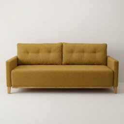 Ariel Upholstered Sofa Bed With Storage Foam Wavy Springs Wooden Frame Loose Cushions 213X101X91 Cm Mustard - thumbnail 3