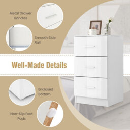 Costway 3-Drawer Chest Storage Cabinet Dresser Freestanding Night Stand Organizer - thumbnail 9