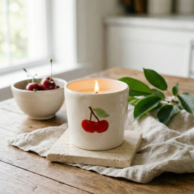 Candlelight White & Red Cherry Small Jar Candle - image 1