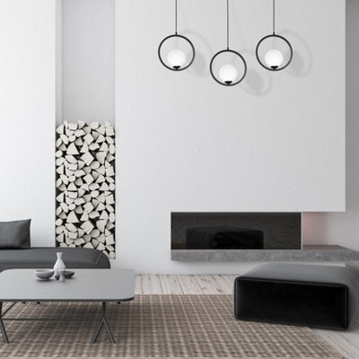 Milagro Boston Black Pendant Lamp 1Xe14 Beautifully Hand Made From Black Metal And White Glass Contemporary Cool Style - image 1