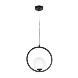 Milagro Boston Black Pendant Lamp 1Xe14 Beautifully Hand Made From Black Metal And White Glass Contemporary Cool Style - thumbnail 2