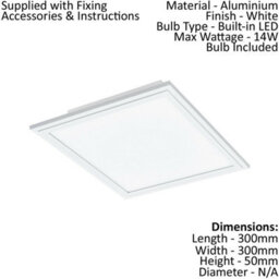 Elegant Square Flush Ceiling Light With White Shade And 14W Led Bulb - thumbnail 2