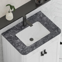 Royal Bathrooms Henley 600mm Gloss White Floor Standing Vanity Unit 2 Door With Undrilled Black Star Top & Matt Black Knob - thumbnail 6